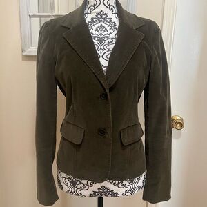 New Frontier Women's Olive Green Corduroy Lined Blazer Jacket Size S